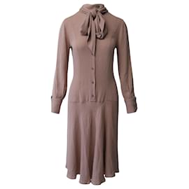 Fendi-Robe Fendi avec nœud lavallière en soie rose sombre-Rose