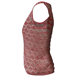 Missoni-Missoni Knitted Metallic Tank Top in Red Rayon-Red