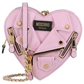 Moschino Herz-Biker-Leder-Clutch Pink