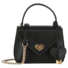 Moschino bolso de hombro de cuero con cierre de corazón Negro