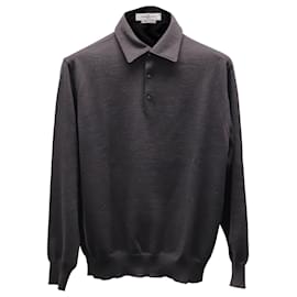 Ermenegildo Zegna-Ermenegildo Zegna Three Quarter Button up Collared Sweater in Black Wool-Black