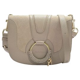 See by Chloé Bolsa a tiracolo pequena Hana em camurça cinza Motty e couro de bezerro Cinza