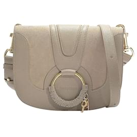 See by Chloé-Hana Small Crossbody Bag in Motty Grey Suede and Calfskin-Grey