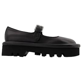 JW Anderson-Bumper Chunky Mary Janes in Black Leather-Black