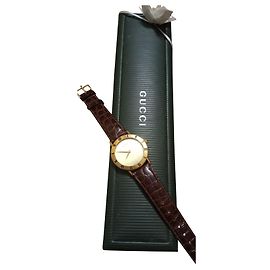 Autre Marque Relógio Gucci de Quartzo Marrom de Couro Marrom