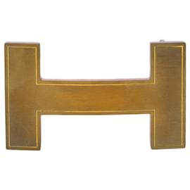 Hermès-Hermès belt buckle, Quiz model, in brushed gold-plated metal-Golden