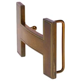 Hermès-Hermès belt buckle, Quiz model, in brushed gold-plated metal-Golden