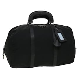 Prada-PRADA Boston Bag Nylon Leather Black Auth ac981-Black