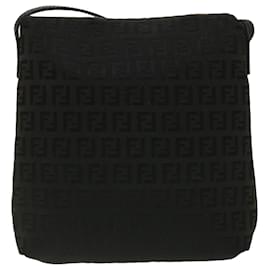 Fendi-FENDI Zucchino Canvas Shoulder Bag Brown Auth rd2894-Brown