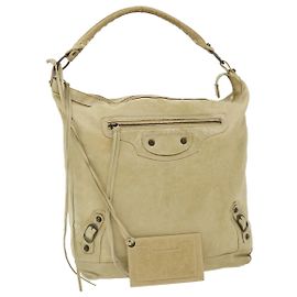 BALENCIAGA Borsa a spalla The Giant Day Pelle Beige Auth yk4988 Beige