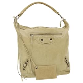 Balenciaga-BALENCIAGA The Giant Day Shoulder Bag Leather Beige Auth yk4988-Beige