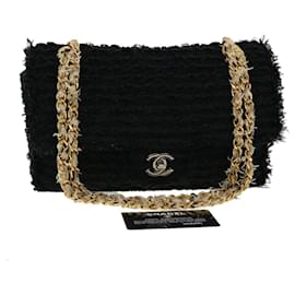 Chanel-CHANEL Matelasse Chain Sac à bandoulière tweed Noir CC Auth bs2089A-Noir