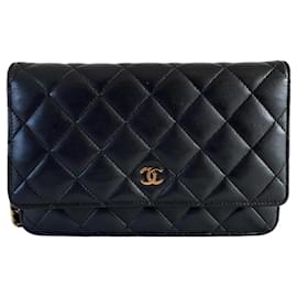 Chanel-Chanel WOC wallet on chain lambskin gold hardware crossbody-Black
