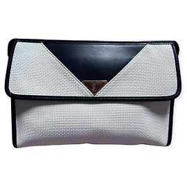 Pochette à rabat tissée Yves Saint Laurent Blanche Blanc