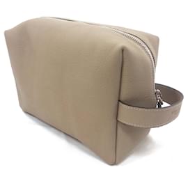 Autre Marque-Taupe leather vanity case-Taupe