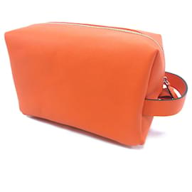Autre Marque-Orange leather vanity case-Orange