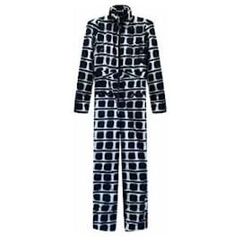 Chanel-Chanel 07A black white tie dye print nylon warm PUFFER SKI-SUIT OVERALL-Multiple colors