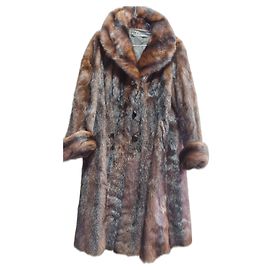 Autre Marque Cappotto in visone nero e marrone scuro pelle di vitello Nero Marrone scuro