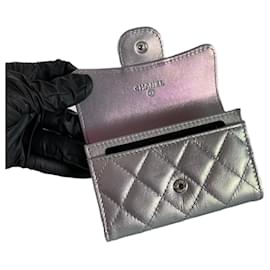 Chanel-Chanel classic cardholder wallet single flap metallic iridescent portefeuille-Multiple colors,Metallic