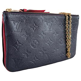 Louis Vuitton-Pochette con zip foderata Louis Vuitton marine rouge blu navy a tracolla-Rosso,Blu,Bordò,Blu navy,Blu scuro