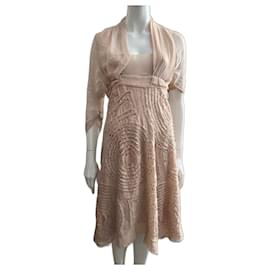 Max Mara-Pink silk chiffon dress with sequins-Pink