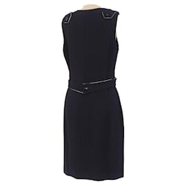 Chanel-*Chanel dress 06A tweed dress rhinestone button pleats sleeveless-Black