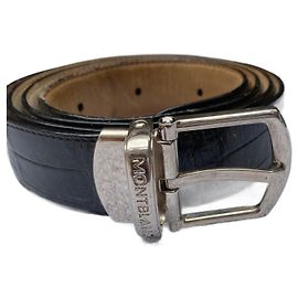Excelente cinto Montblanc Preto Hardware prateado