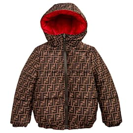 Fendi-Fendi FF unisex reversible down jacket red brown-Red