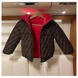 Fendi-Fendi FF jaqueta unissex reversível vermelho marrom-Vermelho