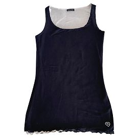 Autre Marque Canotta reversibile bicolore nera e beige Love Affair T.S o XS Nero Beige