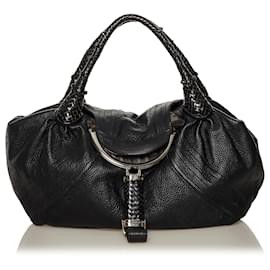 Fendi-Fendi Black Spy Leather Handbag-Black