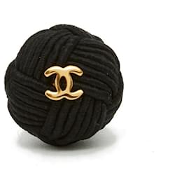 Set di 8 bottoni Chanel con logo CC in oro e filo nero Nero