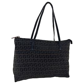 Fendi-FENDI Zucchino Canvas Tote Bag Dark Brown Auth rd2789-Dark brown