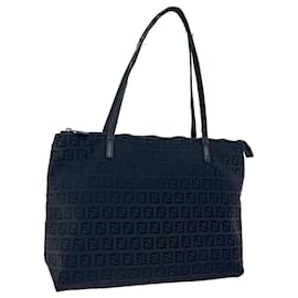 Fendi-FENDI Zucchino Canvas Tote Bag Black Auth rd2786-Black