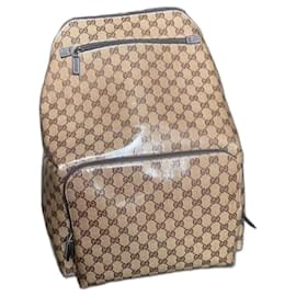Gucci-Gucci GG Tasche für Damen und Herren aus gewachstem Canvas, Leder und Edelstahl-Braun