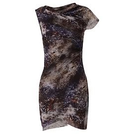 Helmut Lang Ruched Asymmetric Mini Dress in Multicolor Micromodal Other Python print