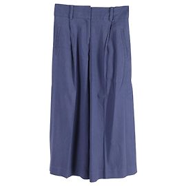 Pantaloni cropped svasati di Diane Von Furstenberg in lino blu Blu