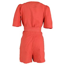 Lisa Marie Fernandez-Lisa Marie Fernandez Belted Jumpsuit in Orange Linen-Orange