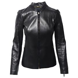 Gucci Fitted Zip Jacket in Black Leather Black