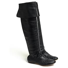 Chanel-*CHANEL Chanel Long Boots, CALF, cowhide-Black