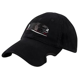 Balenciaga-Boné de Beisebol Gaffer em Algodão Preto-Preto