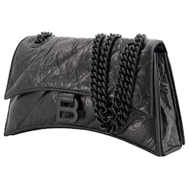 Balenciaga-Crush Chain S Hobo Bag - Balenciaga -  Black - Leather-Black