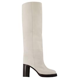 Isabel Marant-Boots Leila en Cuir Blanc-Blanc