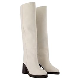 Isabel Marant-Boots Leila en Cuir Blanc-Blanc
