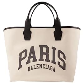 Balenciaga-Jumbo Paris Cities Tote, Large, in Organic Cotton-Beige