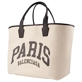Balenciaga-Jumbo Paris Cities Tote, Large, in Organic Cotton-Beige