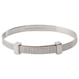 Balenciaga Pulseira de argola com logotipo em prata Prata Metálico