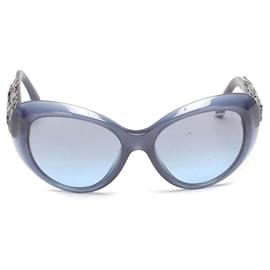 Chanel-chanel Camellia Cat Eye Tinted Sunglasses blue-Blue