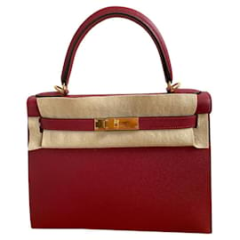 Hermès-hermes kelly 28 Sellier Epsom GHW Rouge Grenat New Full Set-Red