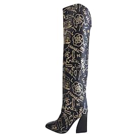 Chanel-Chanel thigh high boots pt.39-Black,Golden